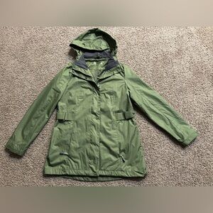 Gerry Women’s Olive Green Nylon Hooded Full Zip Jacket. Size: S